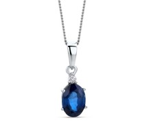 Halskette 9KT Created Sapphire - Diamond Pendant