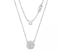 Halskette Sterling Silver Double Layered Pavé Disk Necklace