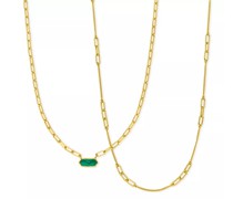 Halskette Necklace Set Cube, green Agate, silver gold plate