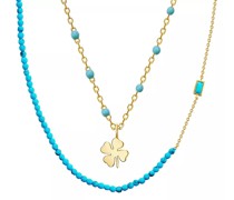 Halskette Set of 2 necklaces sterling silver enamel blue tur