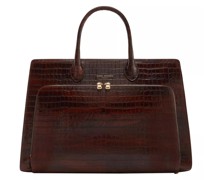 Tote Honoré Nadine Croco Brown Calfskin Leather Handbag
