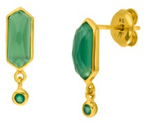 Ohrringe Earring Cube green agate, silver gold plate