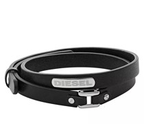 Armbänder Diesel Stacked Stainless Steel and Black Leather B