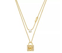 Halskette 14K Gold-Plated Sterling Silver Double Layered Pav