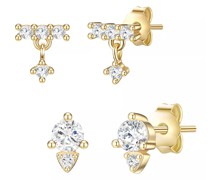 Ohrringe Set of 2 stud earrings sterling silver zirconia wh