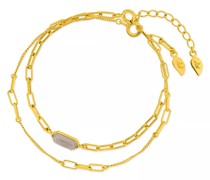 Armband Bracelet Set Cube,grey Agate, silver gold plate