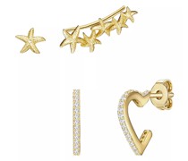 Ohrringe Set of 2 ear studs sterling silver zirconia white