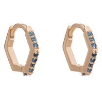 Ohrringe 9K Solid Blue Topaz Hexagon Huggie Hoop