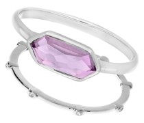Ring Ring Set Cube, amethyst, silver rhodium plate