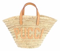 Beuteltasche Bucket Bag Palm Straw And Techno Twill