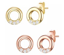 Ohrringe Set of 2 ear studs sterling silver zirconia white