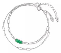 Armband Bracelet Set Cube, green Agate, silver rhodium pla