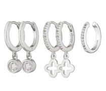 Ohrringe Set Earcuff and Creoles Zirconia and Clover