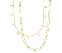 Halskette Necklace Set Big Square, silver gold plate