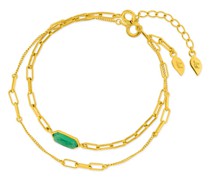 Armband Bracelet Set Cube, green Agate, silver gold plate