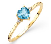 Ring 9K Ring with Diamond and Topaz
