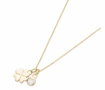 Halskette Pendant Clover Leaf And Zirconia Stone With Anchor