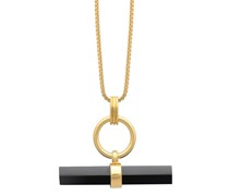 Halskette 22K Plated Strength Onyx T-Bar Necklace