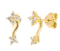 Ohrringe stud earrings 375 YG 16 diamonds tot. approx. 0,30