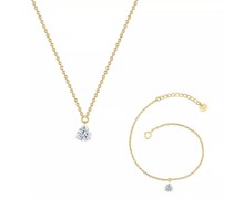 Halskette Set necklace + bracelet sterling silver topaz whit
