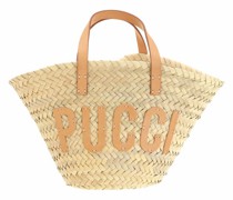 Beuteltasche Bucket Bag Palm Straw And Techno Twill