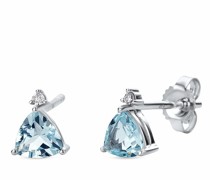 Ohrringe 9KT Earrings with Diamonds and Aquamarine