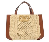 Satchel Bag Small V Logo Signature Bag Raffia