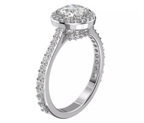 Ring Constella cocktail Round cut Pavé Rhodium plated