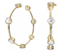 Ohrringe Constella hoop Round cut Shiny gold-tone plated