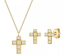 Halskette Set necklace + ear studs sterling silver zirconia