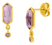 Ohrringe Earring Cube Amethyst, silver gold plate