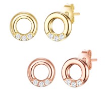 Ohrringe Set of 2 ear studs sterling silver zirconia white