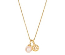 Halskette Necklace Diamonds and Pearl 375