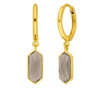 Ohrringe Hoop Cube, silver Yellow plate