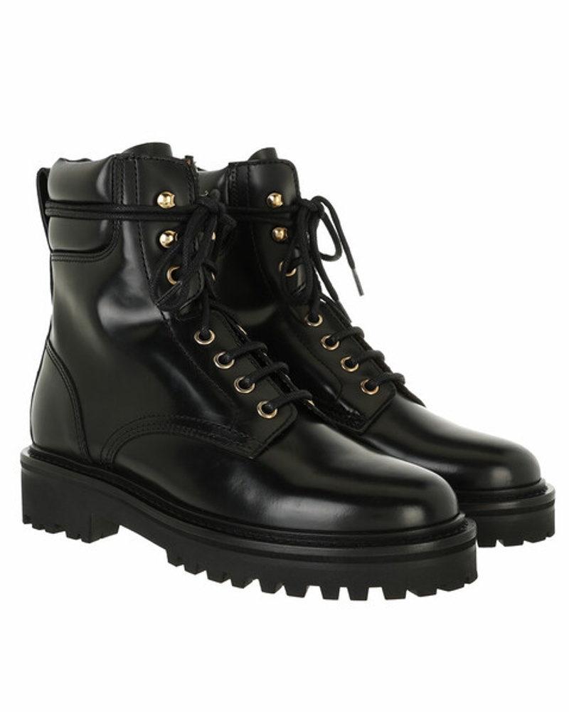 Damen Schuhe Stiefel Stiefel mit Keilabsatz Isabel Marant Leder Ankle Boots Wedge aus Leder in Schwarz 