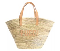 Shopper Bucket Bag Palm Straw And Techno Twill