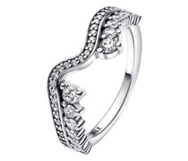 Ring Wave sterling silver ring with clear cubic