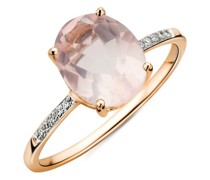 Ring 9KT Diamond and Rose Quartz Ring
