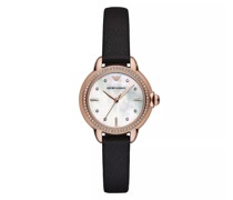 Uhr Emporio Armani Three-Hand Black Leather Watch