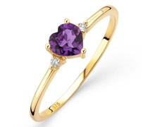 Ring 9K Ring with Diamond and Amethyst