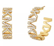 Ohrringe 14K Gold-Plated Brass Logo Hoop Earrings