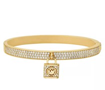 Armband 14K Gold-Plated Pavé Lock Charm Bangle