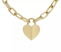 Halskette Harlow Linear Texture Heart Gold-Tone Stainless St