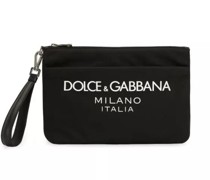 Umhängetaschen Black Pouch With Contrasting Rubberized Logo In Ny