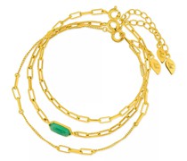 Armband Bracelet Set Cube, green Agate, silver gold plate