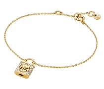 Armband 14K Gold-Plated Sterling Silver Pavé Lock Delicate