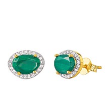 Ohrringe Mandalay Earrings with Diamonds & Malachite