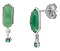 Ohrringe Earring Cube green agate, silver rhodium plate