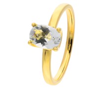 Ring ring 375 YG 1 green Amethyst treat. 7x5 mm oval fa