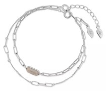 Armband Bracelet Set Cube, grey Agate, silver rhodium plat